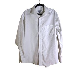 Joseph Feiss Mens White 80s 2 Ply Non Iron Dress Shirt Size 17 34 35